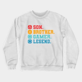 Son Brother Video Gamer Legend Vintage Distressed Crewneck Sweatshirt